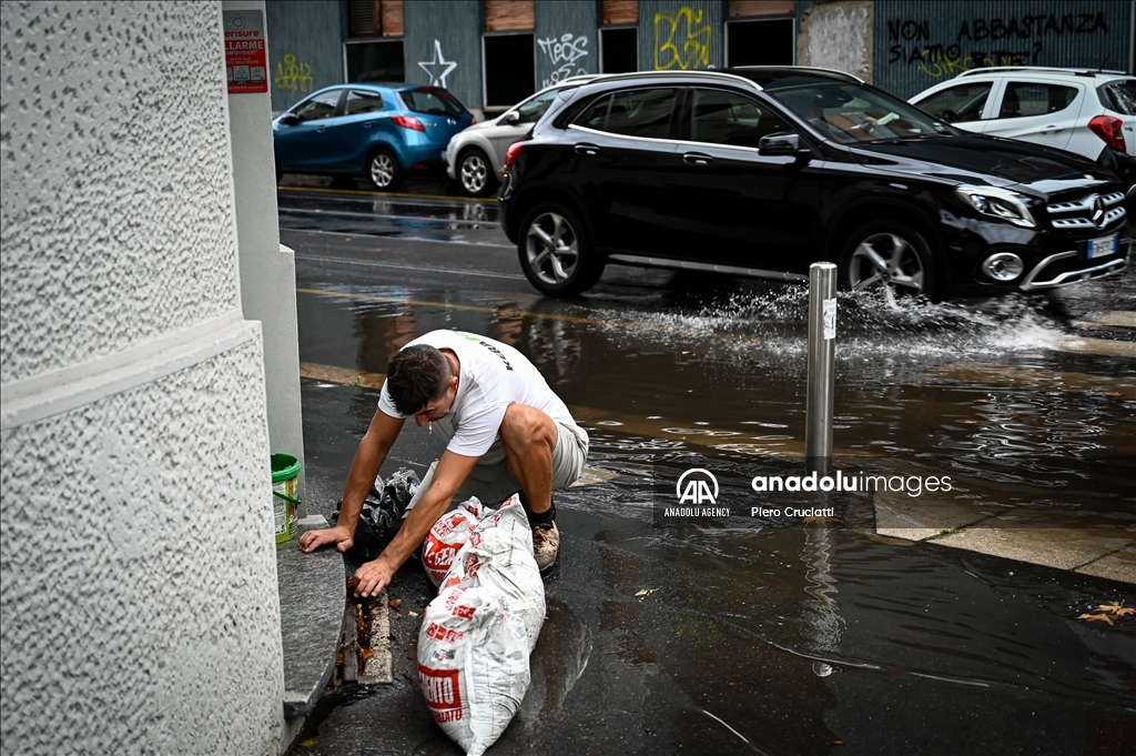 Heavy rains in Milan Italy