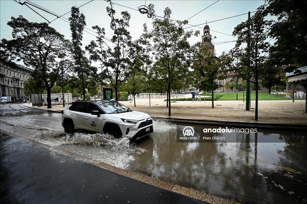 Heavy rains in Milan Italy