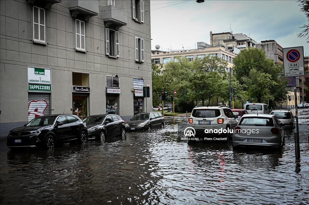 Heavy rains in Milan Italy