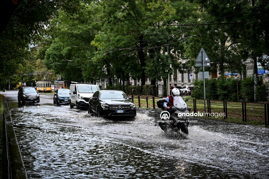 Heavy rains in Milan Italy