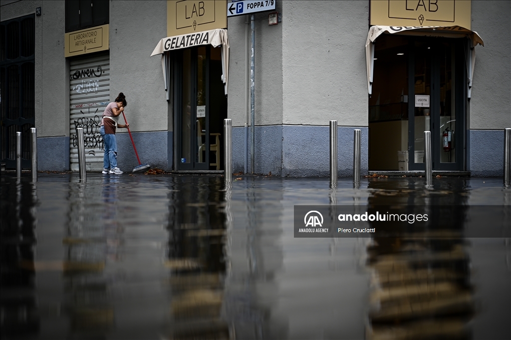 Heavy rains in Milan Italy