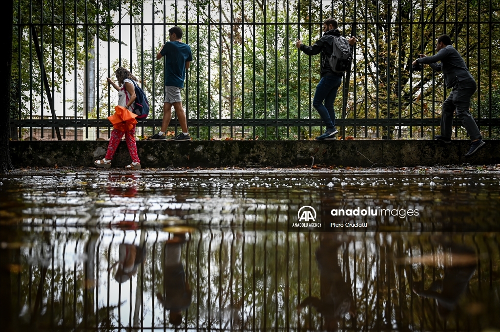 Heavy rains in Milan Italy