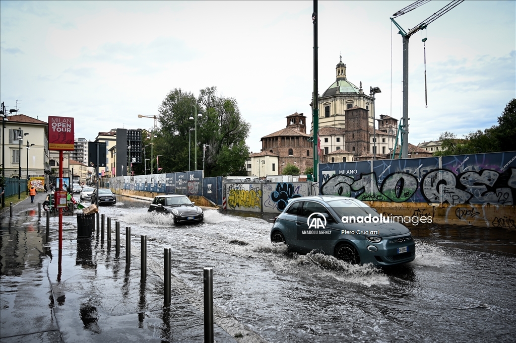 Heavy rains in Milan Italy