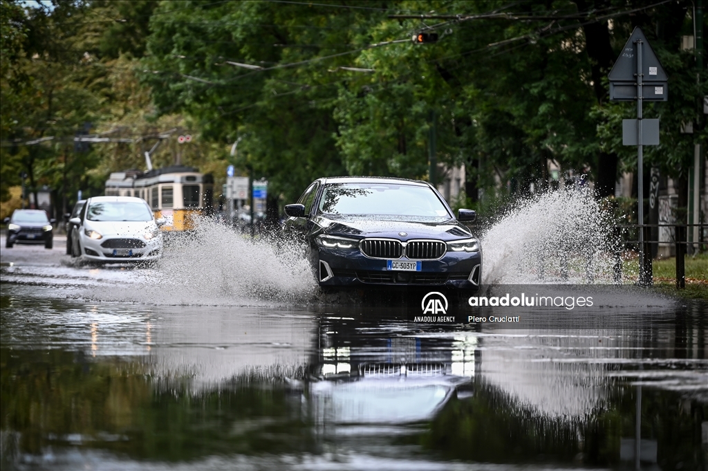 Heavy rains in Milan Italy