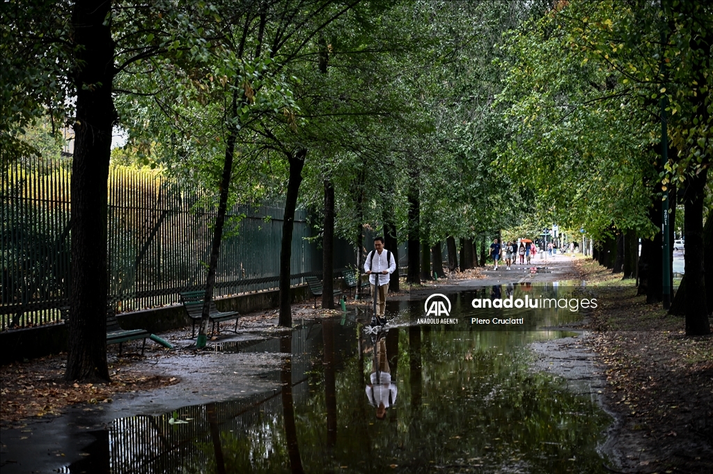 Heavy rains in Milan Italy