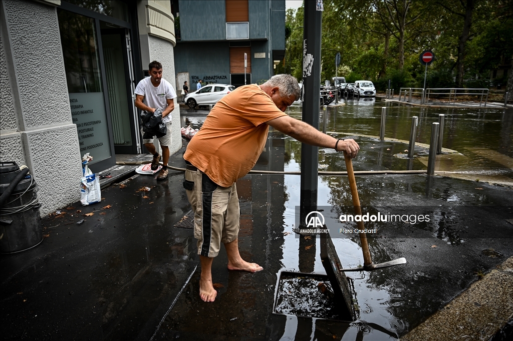 Heavy rains in Milan Italy