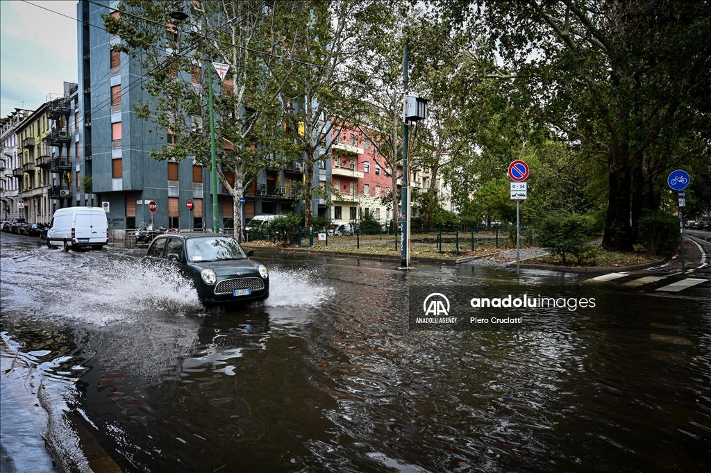 Heavy rains in Milan Italy