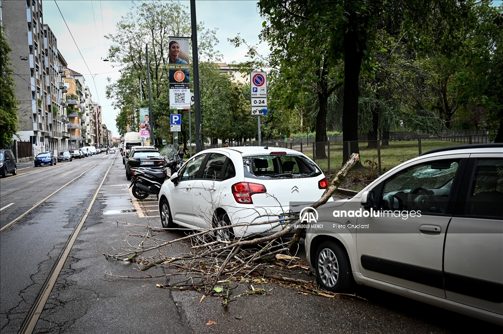 Heavy rains in Milan Italy