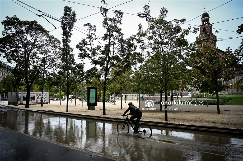 Heavy rains in Milan Italy