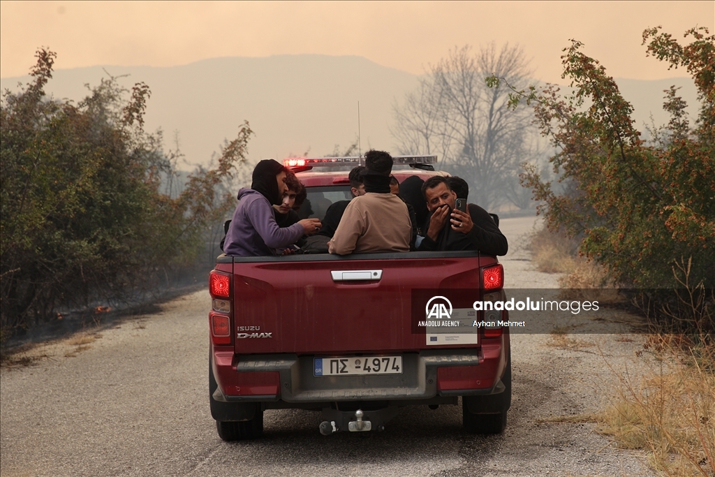Irregular migrants stranded during wildfire in Dadia village of Greece