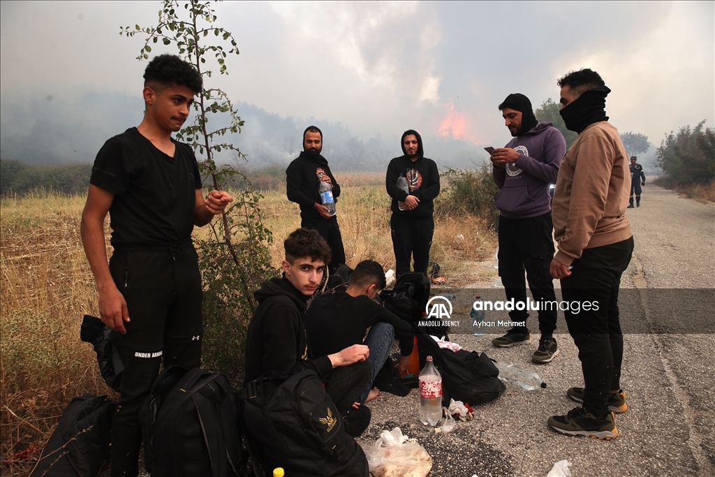 Irregular migrants stranded during wildfire in Dadia village of Greece