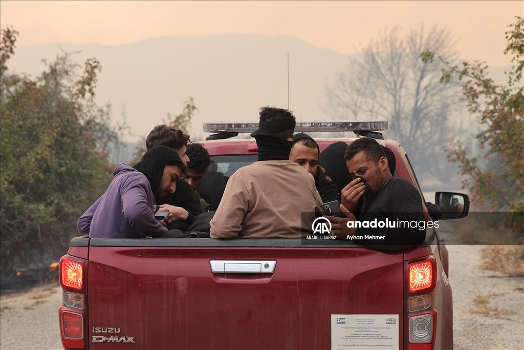 Irregular migrants stranded during wildfire in Dadia village of Greece