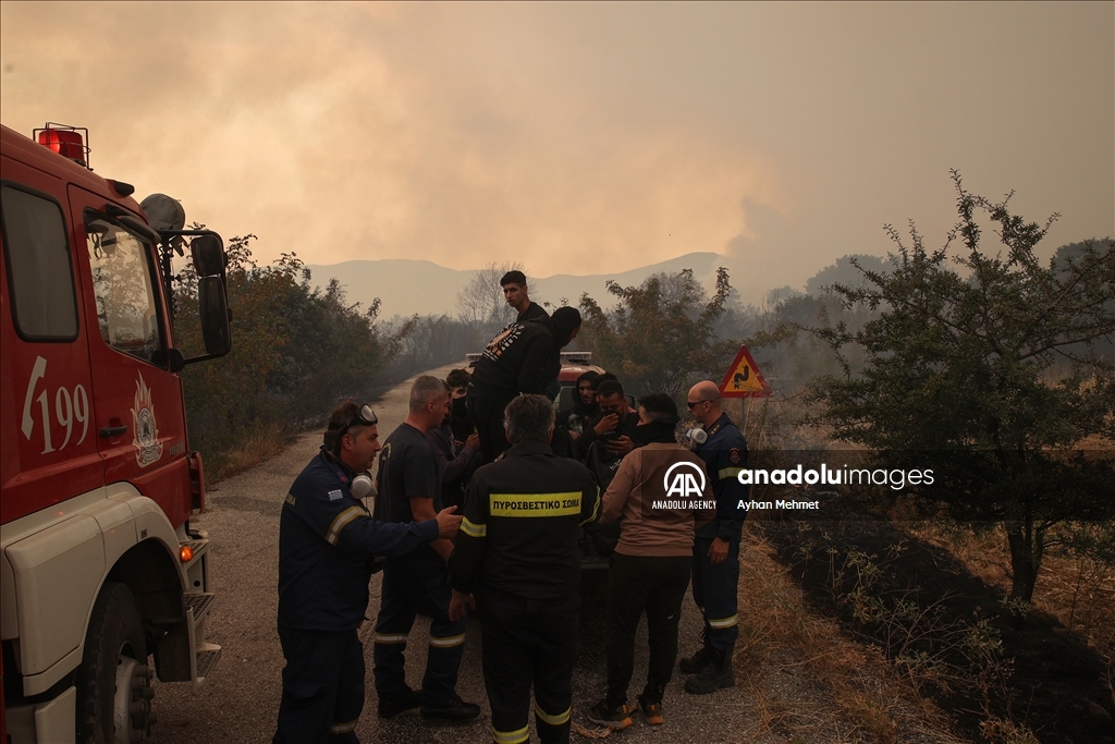 Irregular migrants stranded during wildfire in Dadia village of Greece