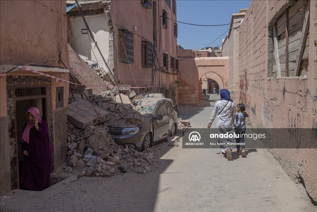Aftermath of the powerful earthquake in Morocco