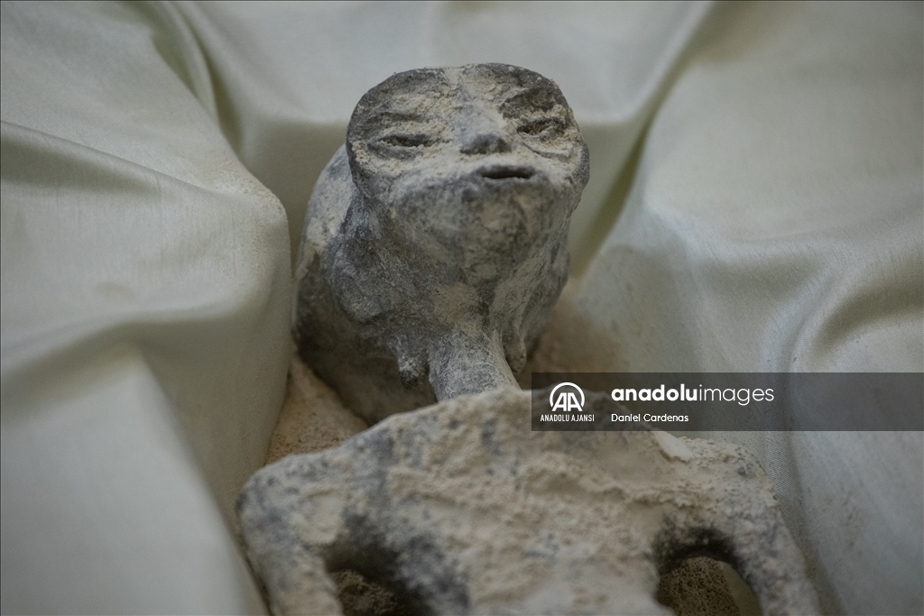 Jamia Maussan uzaylılara ait olduğunu iddia ettiği fosillerle ilgili Meksika City'de basın açıklamasında bulundu