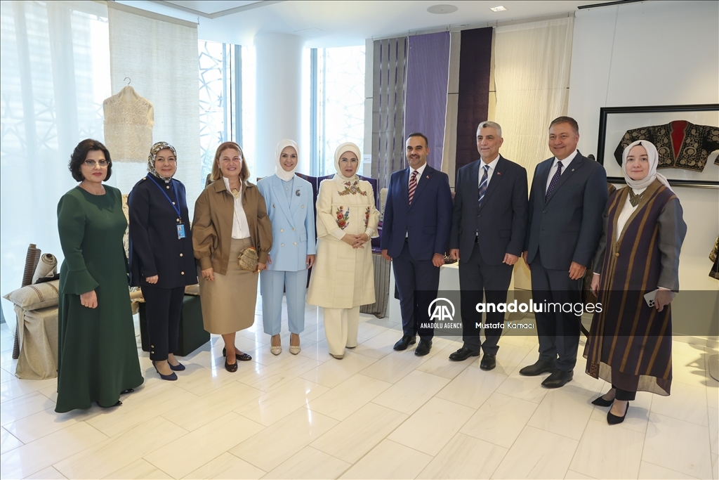 Turkish first lady Emine Erdogan promotes Anatolian products to other countries' first ladies at the Turkish House