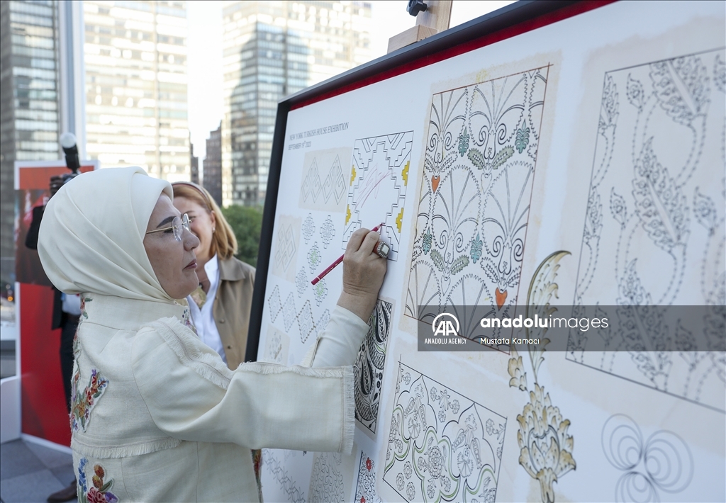 Turkish first lady Emine Erdogan promotes Anatolian products to other countries' first ladies at the Turkish House