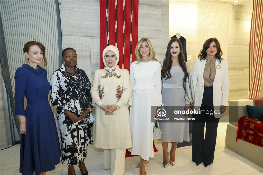 Turkish first lady Emine Erdogan promotes Anatolian products to other countries' first ladies at the Turkish House