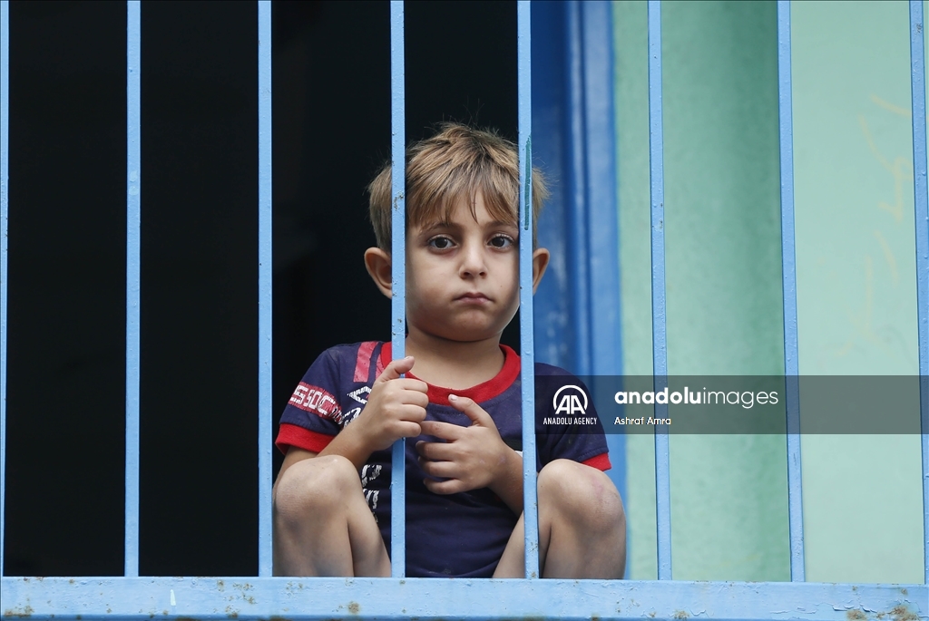 Palestinians take shelter at schools due to Israeli bombardments in Gaza