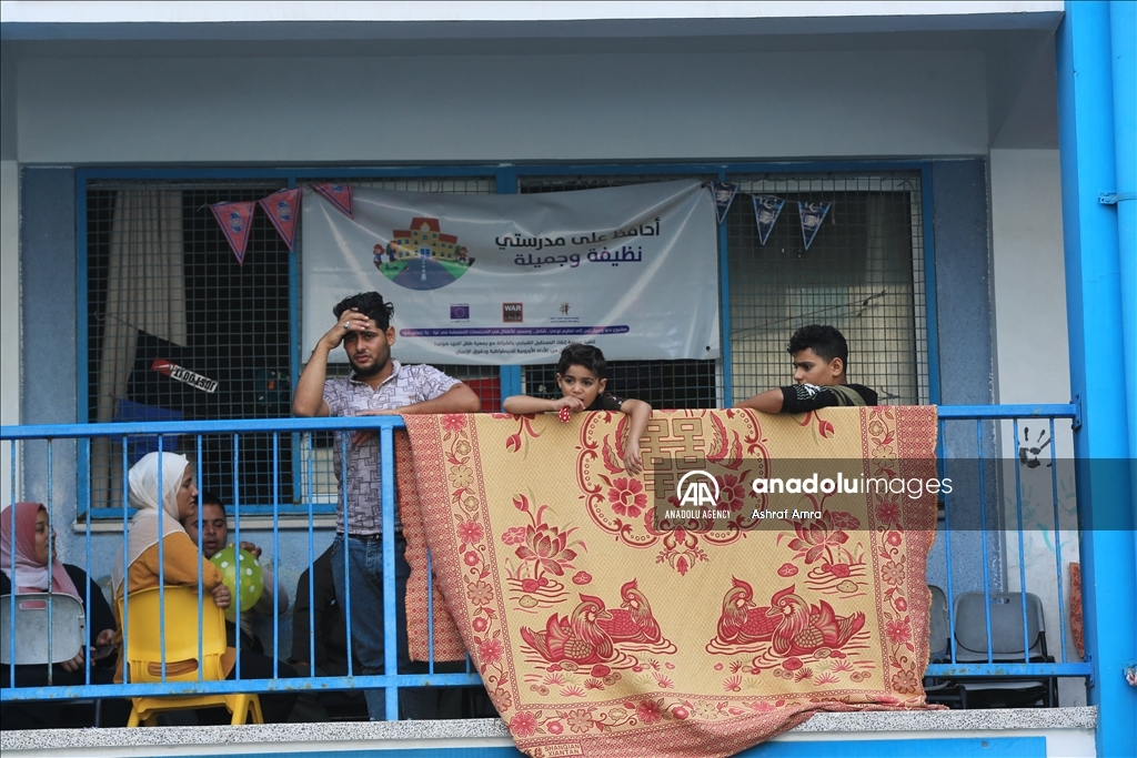 Palestinians take shelter at schools due to Israeli bombardments in Gaza