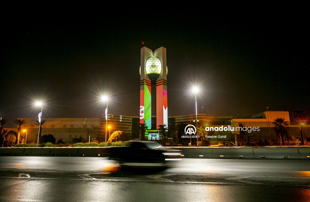 Tunisie : La Cité de la Culture illuminée aux couleurs du drapeau palestinien