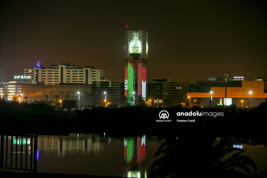Tunisie : La Cité de la Culture illuminée aux couleurs du drapeau palestinien