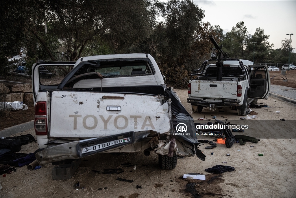 Filistinli grupların sızma operasyonu gerçekleştirdiği Yahudi yerleşim biriminde çatışmaların izleri