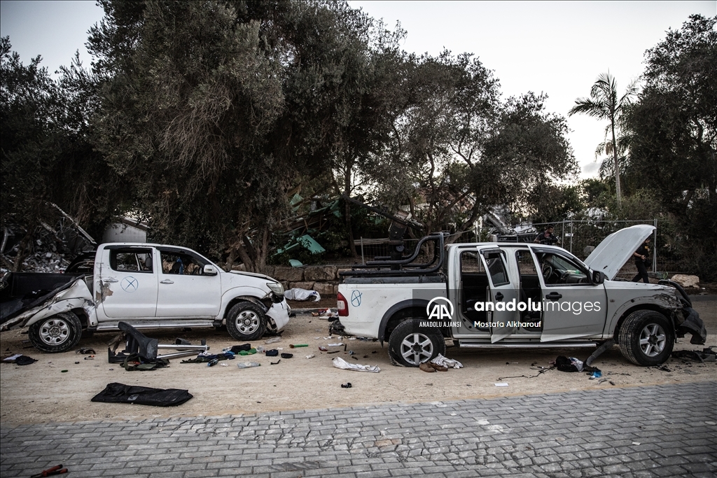 Filistinli grupların sızma operasyonu gerçekleştirdiği Yahudi yerleşim biriminde çatışmaların izleri