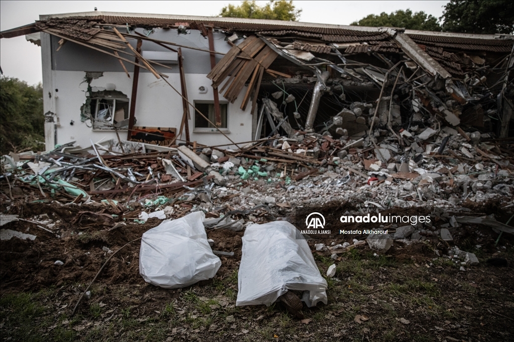 Filistinli grupların sızma operasyonu gerçekleştirdiği Yahudi yerleşim biriminde çatışmaların izleri