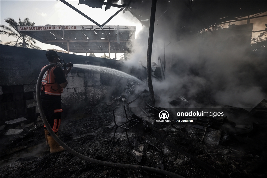 UNRWA warehouse engulfed in flames amidst Israeli bombardment