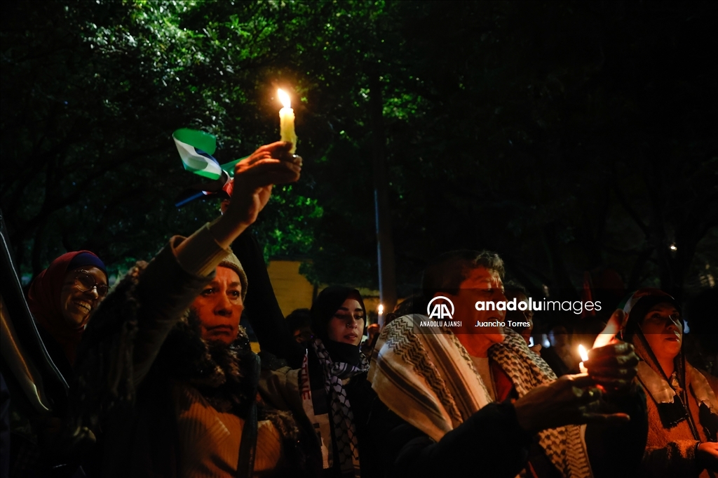İsrail'in Gazze'deki hastaneye saldırısı Bogota'da protesto edildi 