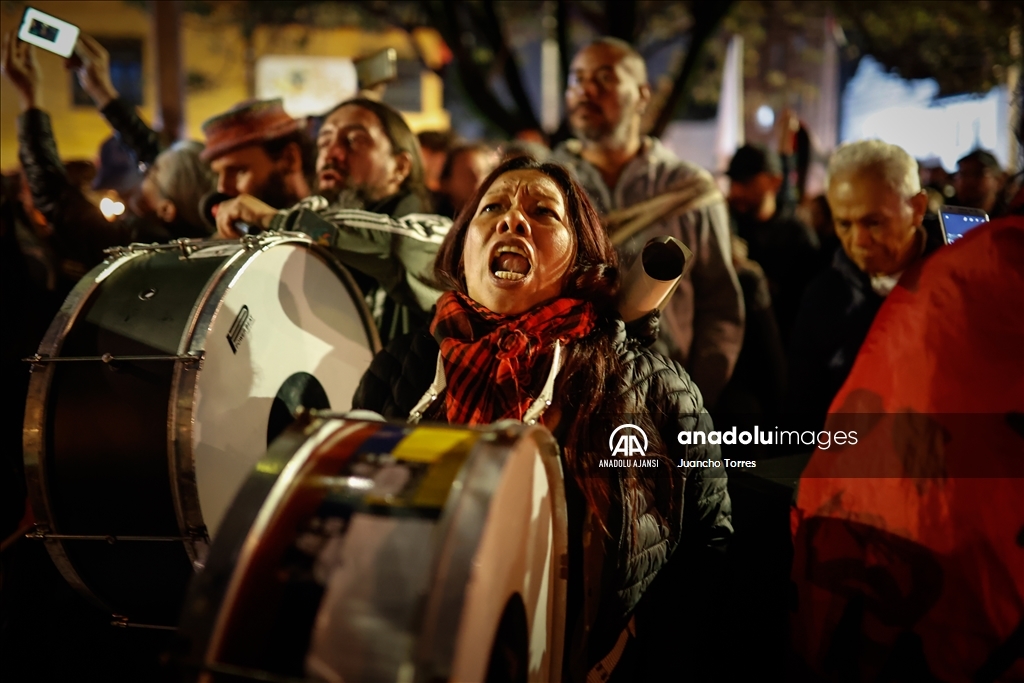 İsrail'in Gazze'deki hastaneye saldırısı Bogota'da protesto edildi 