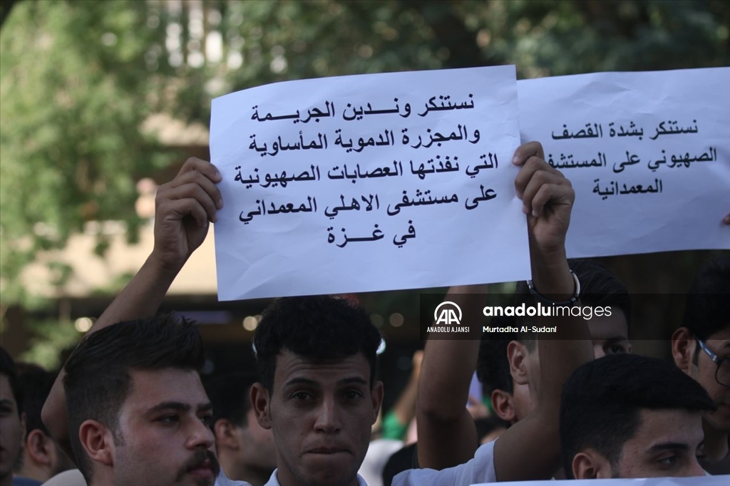 İsrail'in Gazze'deki hastane saldırısı Irak'ta protesto edildi