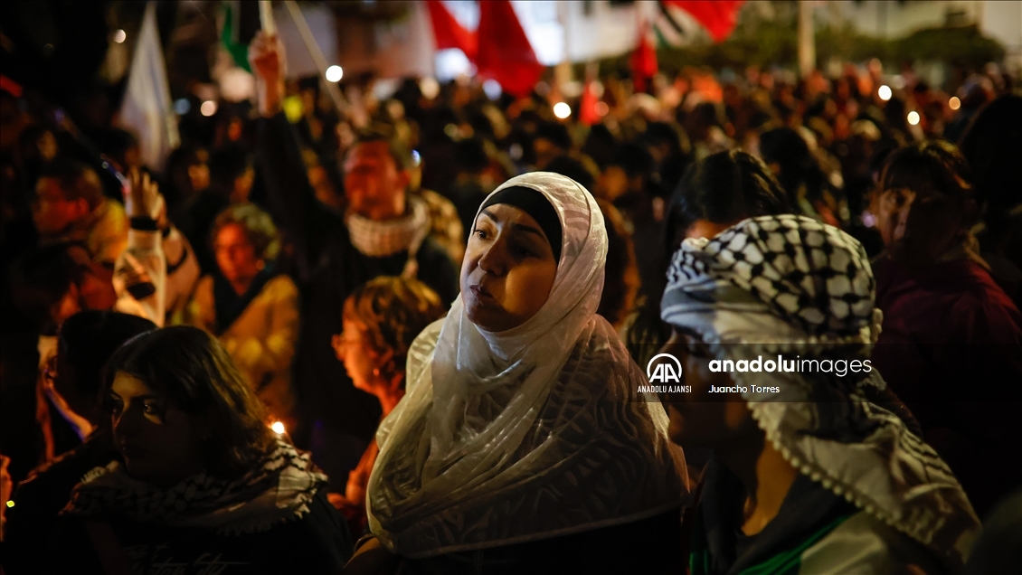 İsrail'in Gazze'deki hastaneye saldırısı Bogota'da protesto edildi 