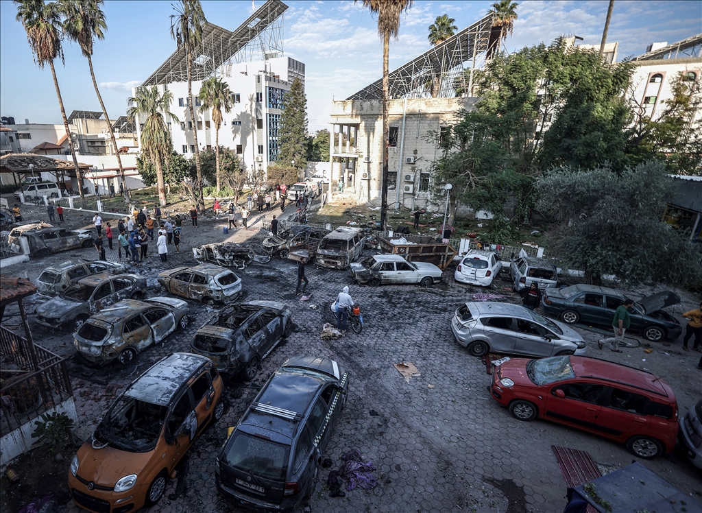 Aftermath of the strike hit Al-Ahli Baptist Hospital in Gaza