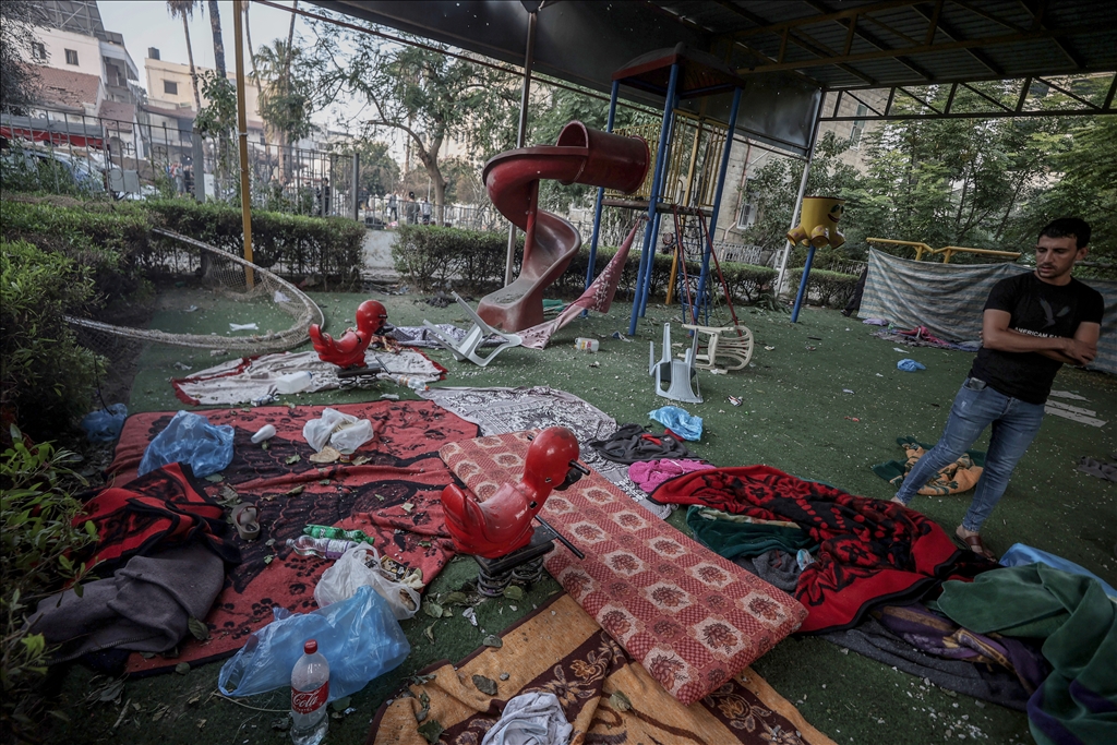 Aftermath of the strike hit Al-Ahli Baptist Hospital in Gaza