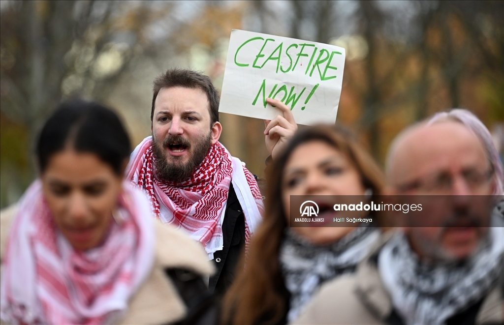 Almanya’nın başkenti Berlin’de Filistin’e destek gösterisi düzenledi
