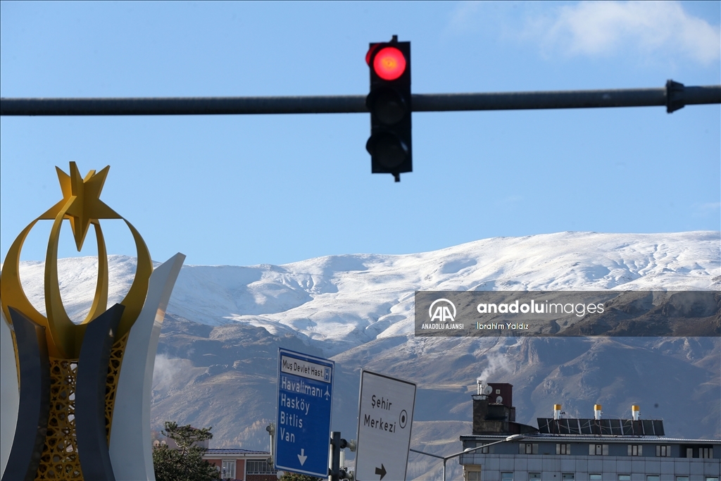 Muş'un yüksek kesimlerinde kar yağışı etkili oldu