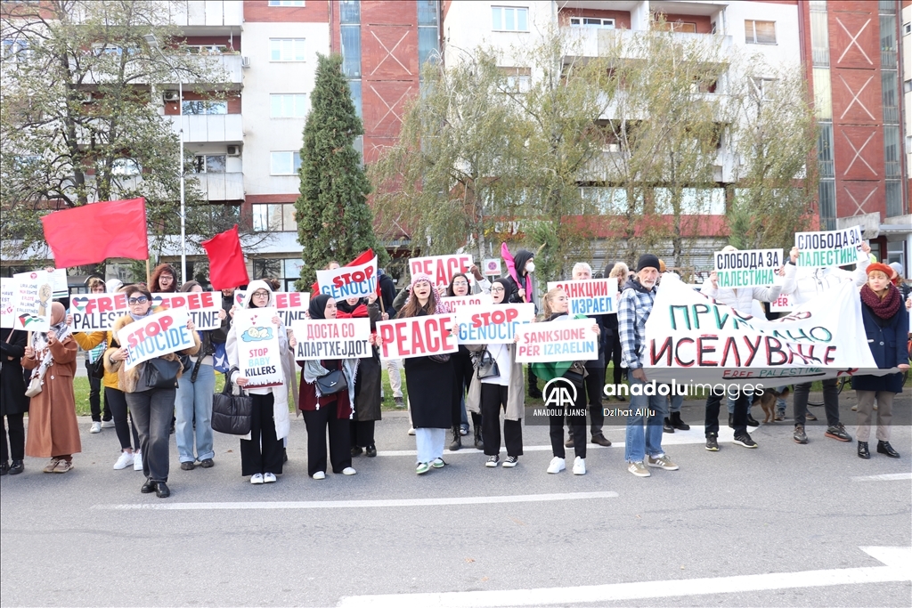 Kuzey Makedonya'da Filistin'e destek gösterisi düzenlendi