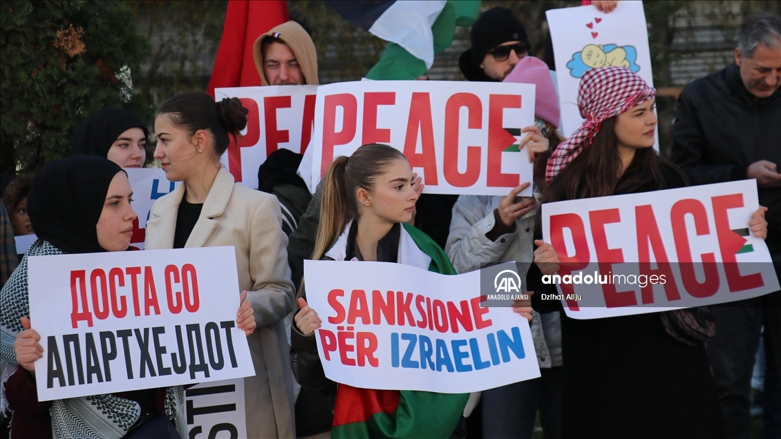 İngiltere ve Kuzey Makedonya'da Filistin'e destek gösterisi düzenlendi