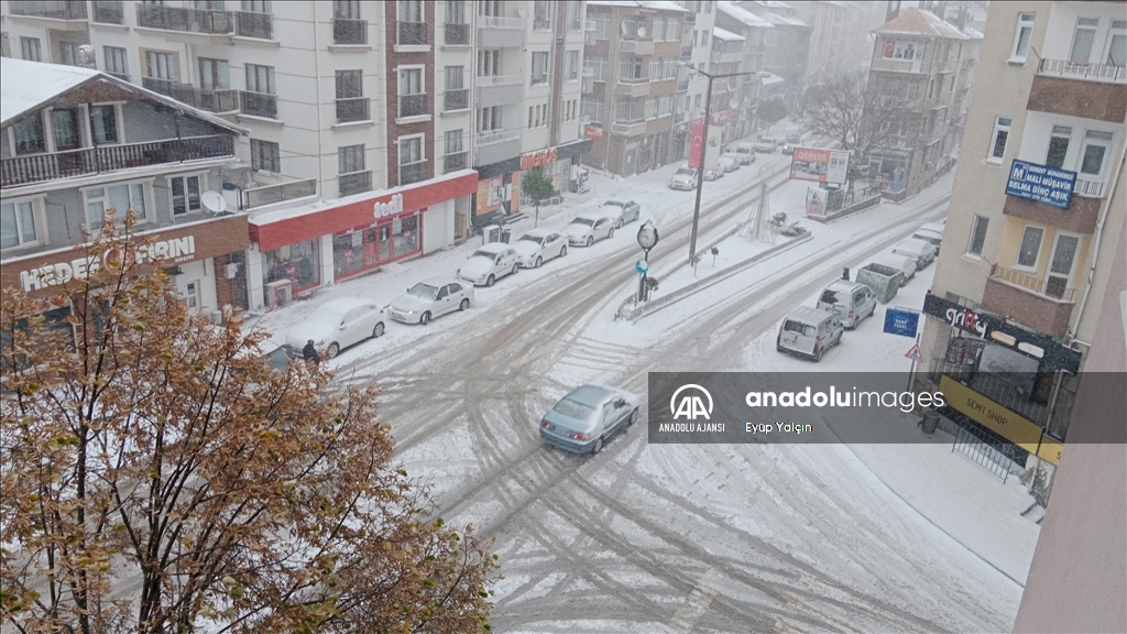 Bolu'da kar yağışı