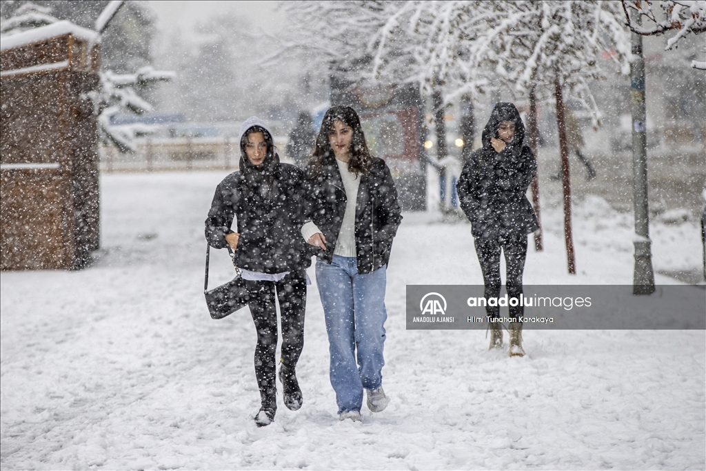 Erzurum'da kar ve soğuk hava etkili oluyor