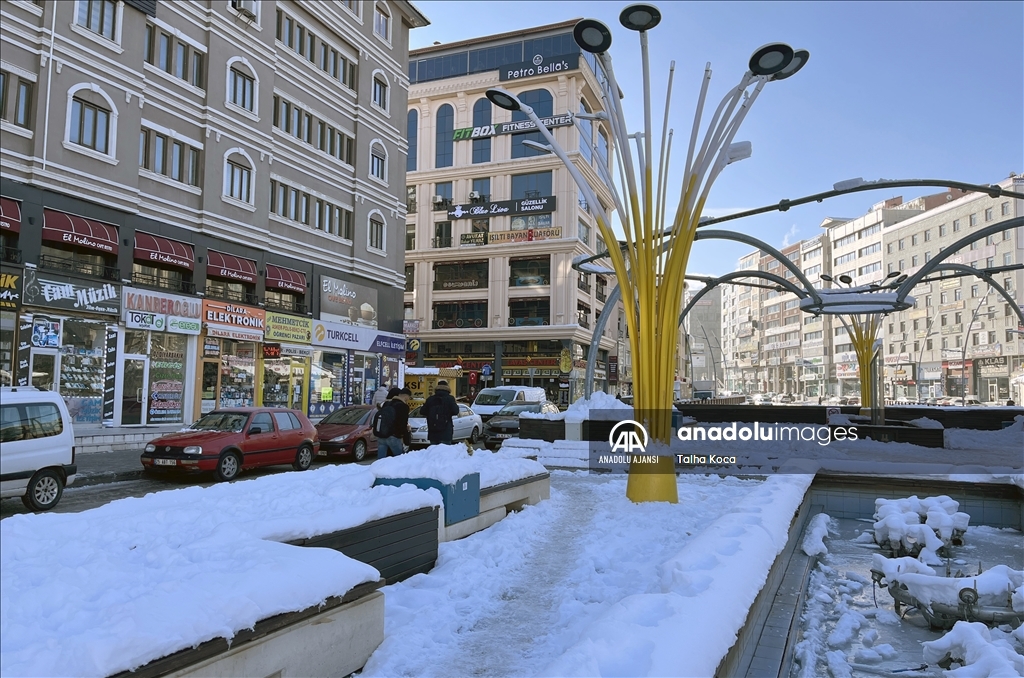 Erzurum'da soğuk hava etkisini sürdürüyor