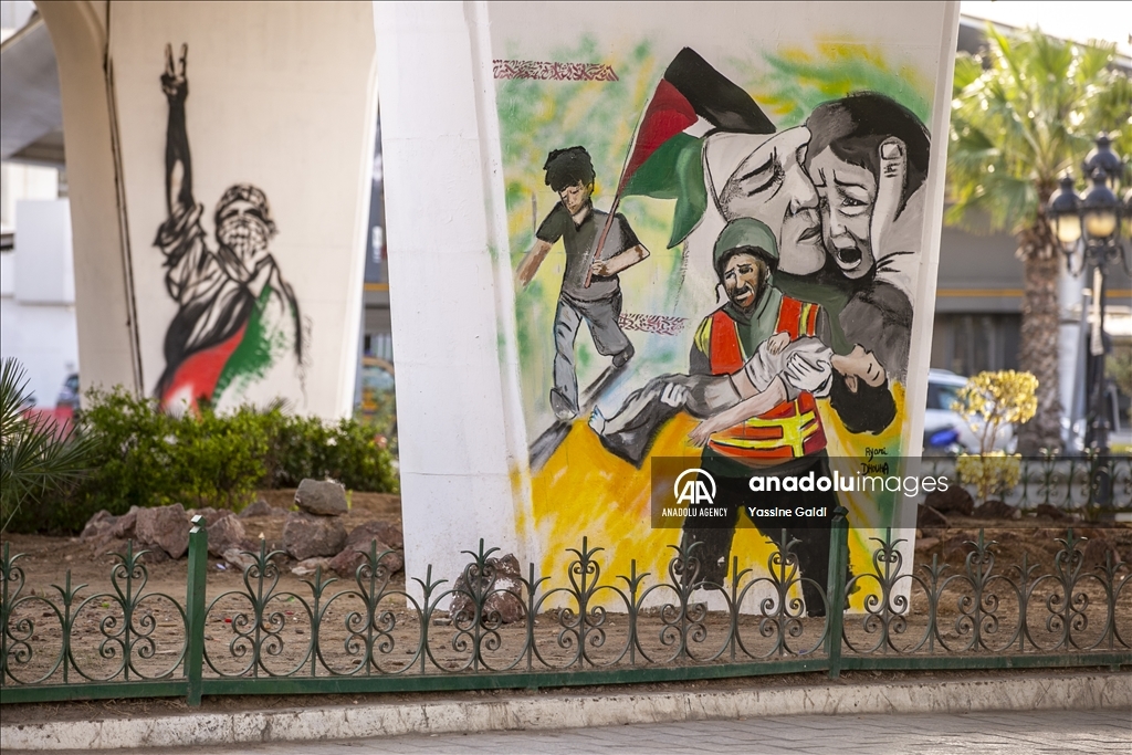 Tunisie : "Zahrouni", une fresque murale immortalise la résistance palestinienne (reportage)
