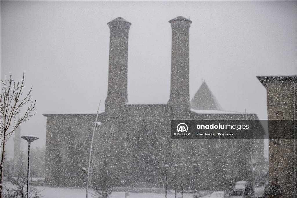 Erzurum'da kar etkili oluyor