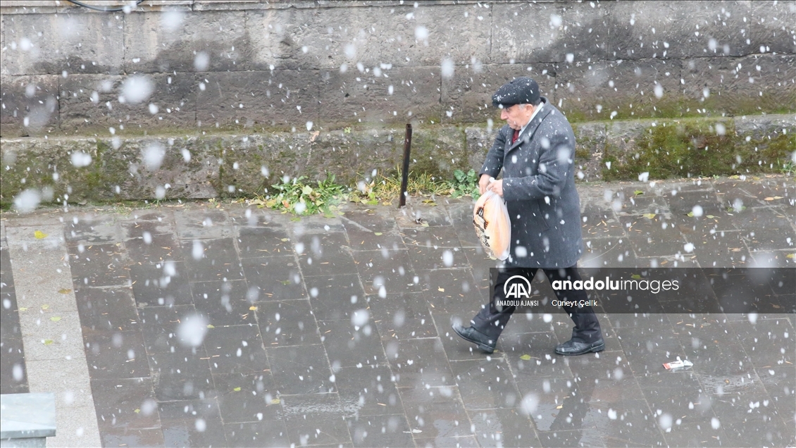 Kars'ta kar yağışı etkili oldu 