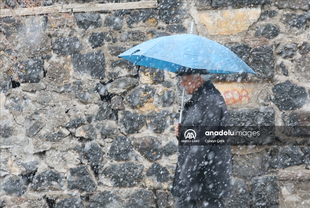 Kars'ta kar yağışı etkili oldu 