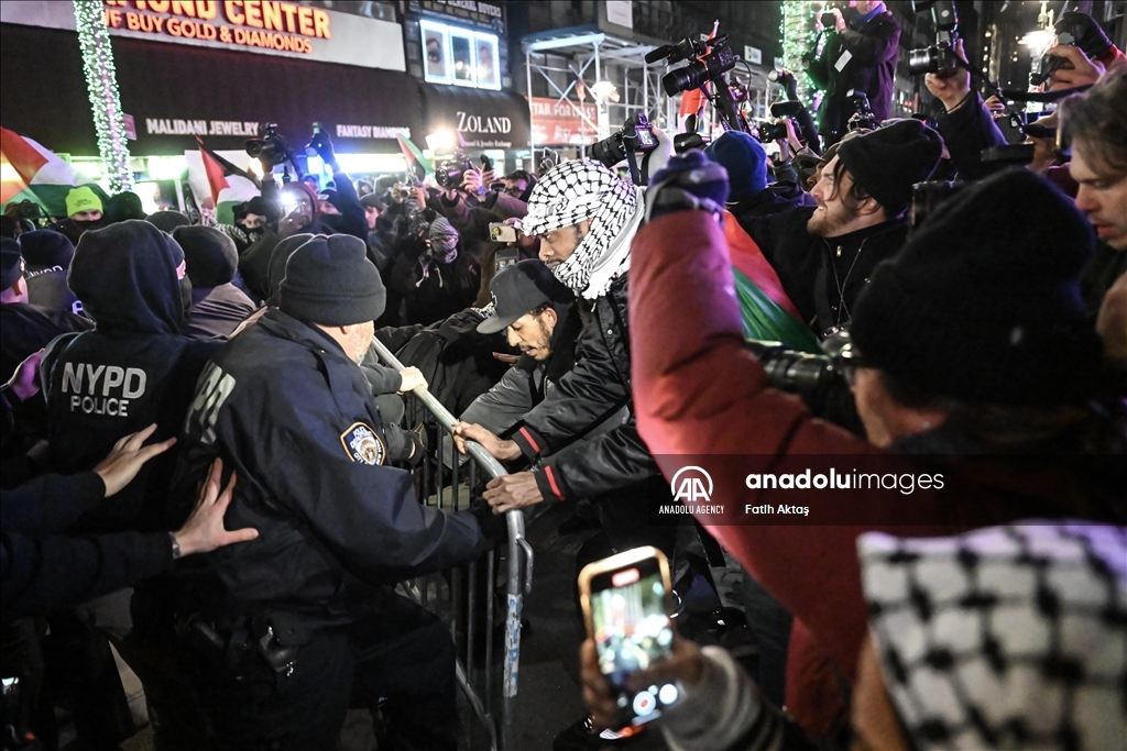 Полиция США вмешалась в демонстрацию в поддержку Палестины, проходившей перед рождественской елкой