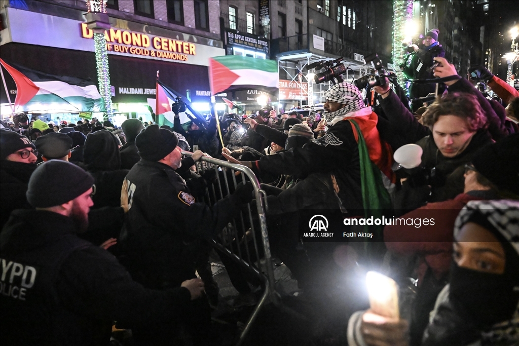 Полиция США вмешалась в демонстрацию в поддержку Палестины, проходившей перед рождественской елкой