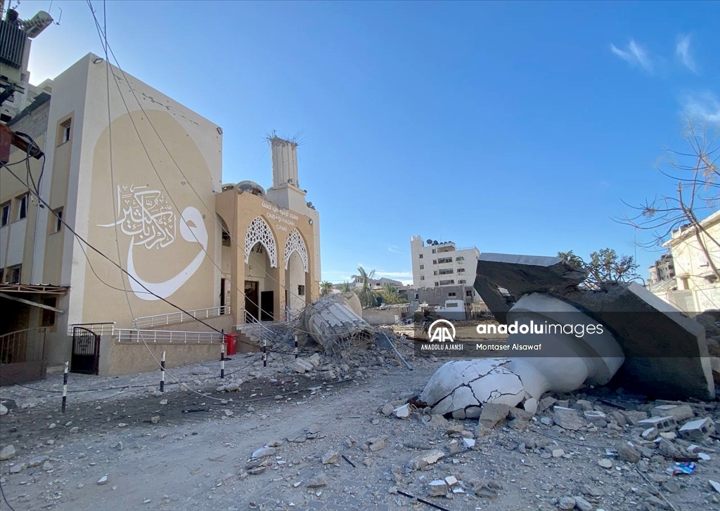 İHH'nın Gazze'de inşa ettirdiği Onbaşı Hasan Camii İsrail saldırılarında yıkıldı